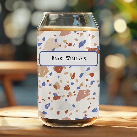 Marble Chips Retro Terrazzo Pattern Can Glass