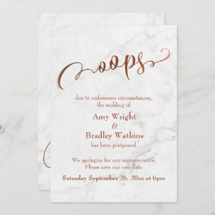 Marble Copper Postponed Wedding "Oeps!" Bijwerken Kaart