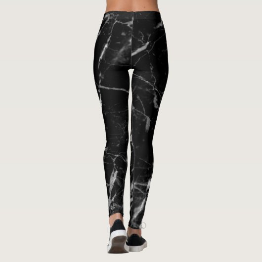 Marble Crackle Black en White Leggings (Achterkant)
