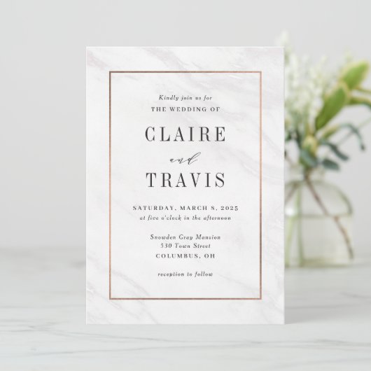 Marble Deluxe Moderne Faire-part de mariage MAR (Debout devant)