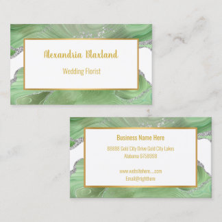 MARBLE DESIGN GREEN GOLD WHITE VISITEKAARTJE