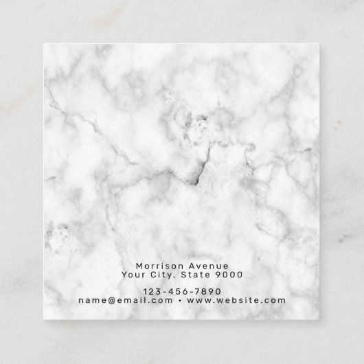 Marble Design Modern Monogram Elegant Square Busin Vierkante Visitekaartje (Achterkant)
