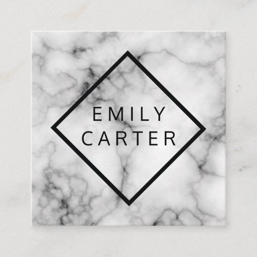 Marble Diamond Border Vierkante Visitekaartje (Voorkant)