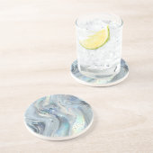 Marble Dreams in Blue Zandsteen Onderzetter (Zijkant)