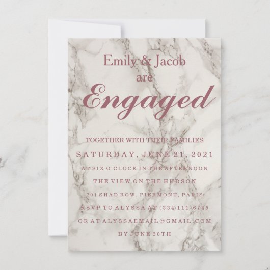 Marble Elegant Wedding Verloving Kaart (Voorkant)