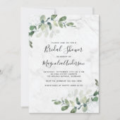 Marble Eucalyptus Bridal Shower Invitation Kaart (Voorkant)