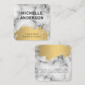 Marble Faux Gold Brushed Vierkante Visitekaartje (Voorkant / Achterkant)