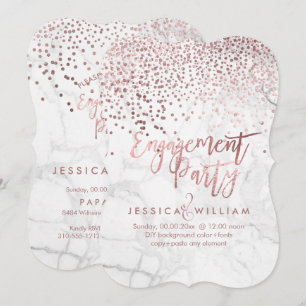 Marble Faux Roos Gold Confetti Verloving Kaart