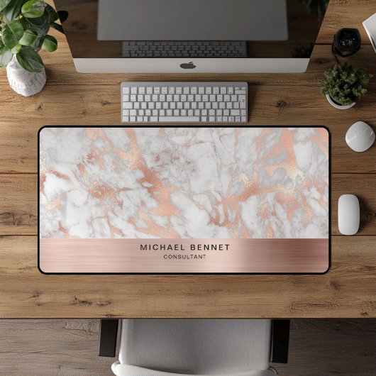 Marble Faux Rose Gold Metallic Business