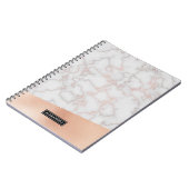 Marble Faux Rose Gold Personalized Name Notebook Notitieboek (Linkerzijde)
