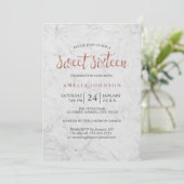 Marble Faux Rose Gold Sweet sixteen Invitation (Debout devant)