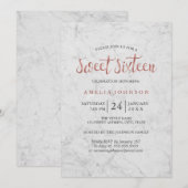 Marble Faux Rose Gold Sweet sixteen Invitation (Devant / Derrière)