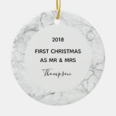 Marble First Kerstmis als Mr & Mrs Personal Foto Keramisch Ornament (Voorkant)