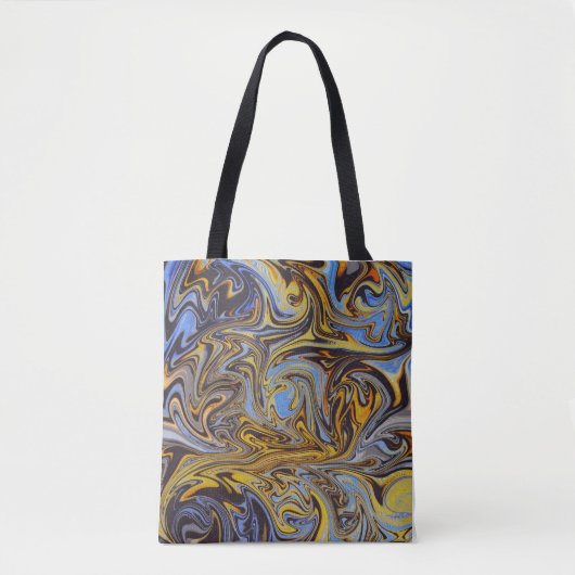 Marble Forms – Blue & Gold Artistic Tote Bag (Devant)