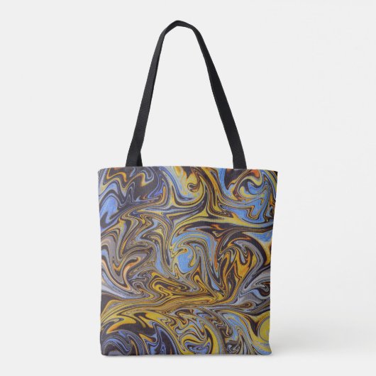 Marble Forms – Blue & Gold Artistic Tote Bag (Dos)