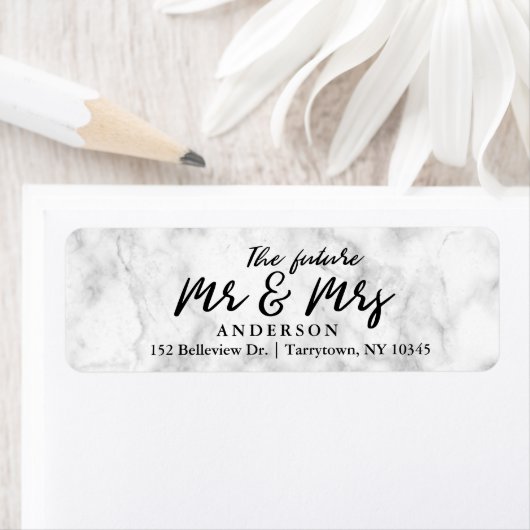 Marble Fresh Script De toekomst Mr en Mrs Etiket (Insitu)