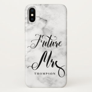 Marble Future Mrs. Script Calligraphy Bruid wordt iPhone X Hoesje
