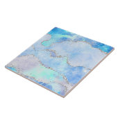 Marble Geïnspireerde pasta Blue Silver Tegel Tegeltje (Zijkant)