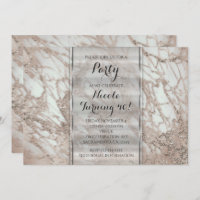 Marble Glam Roos Pink Gold Silver Party - Uitnodig