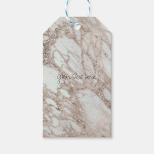 Marble Glam Roos roze Gold Silver Designer stijl Cadeaulabel