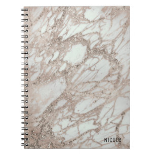 Marble Glam Roos roze Gold Silver Designer stijl Notitieboek