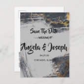 Marble Glitter Geometric Save the Date Aankondigingskaart (Voorkant / Achterkant)