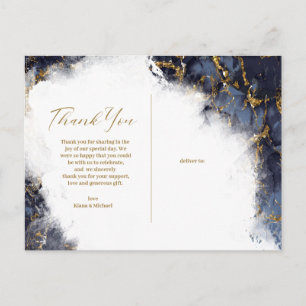 Marble Glitter Hartelijk dank voor uw Navy Blue Go Aankondigingskaart