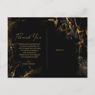 Marble Glitter Hartelijk dank, zwart Gold ID644 Aankondigingskaart