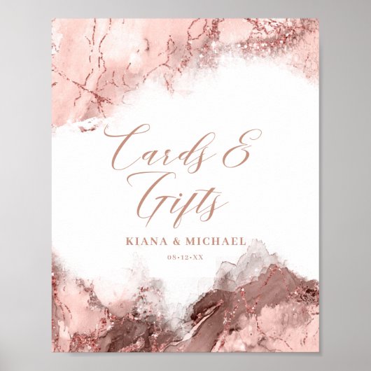 Marble Glitter Kaarten & Gifts Roos Gold ID644 Poster (Voorkant)