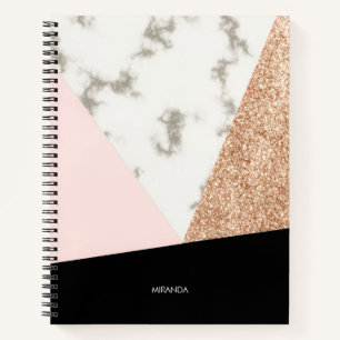 Marble Glitter Roos Mosaic Notitieboek