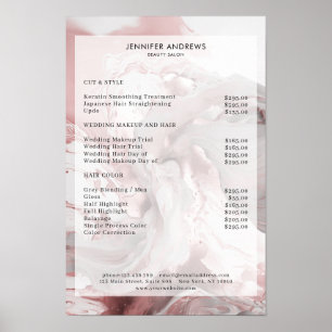 Marble Glitter Salon prijslijst Poster