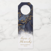 Marble Glitter Wedding Bedankt Navy Blue Gold ID64 Flessenhanger (Voorkant)