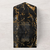 Marble Glitter Wedding Black/Gold ID644 All In One Uitnodiging (Buitenkant)