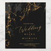 Marble Glitter Wedding Black Gold ID644 Wijn Etiket (Enkel label)