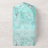Marble Glitter Wedding Blauwgroen/Silver ID644 All In One Uitnodiging (Buitenkant)