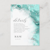 Marble Glitter Wedding Blauwgroen Silver ID644 Informatiekaartje (Voorkant)