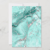 Marble Glitter Wedding Blauwgroen Silver ID644 Kaart (Achterkant)