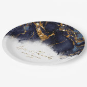Marble Glitter Wedding Navy Blue Gold ID644 Papieren Bordje (Gekanteld)