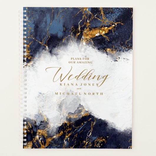 Marble Glitter Wedding Navy Blue Gold ID644 Planner (Voorkant)