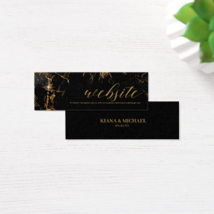 Marble Glitter Wedding Website Black Gold ID644 Mini Visitekaartjes