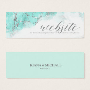 Marble Glitter Wedding Website Teal Silver ID644