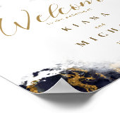 Marble Glitter Wedding Welcome Navy Blu Gold ID644 Poster (Hoek)
