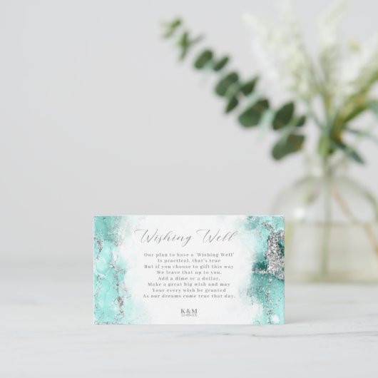 Marble Glitter Wishing Well V1 Blauwgroen ID644 Informatiekaartje (Staand voorkant)