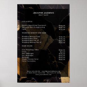 Marble Gold Black Salon Liste des prix Poster