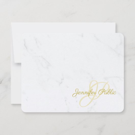 Marble Gold Calligraded Script Name Modern Trendy Notitiekaartje (Voorkant)