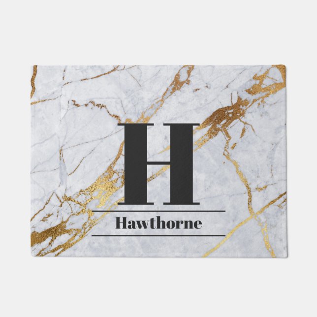 Marble gold custom Monogram Deurklep Deurmat (Voorkant)