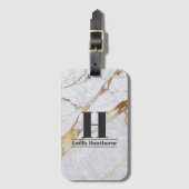 Marble gold custom Monogram Name Bagagelabel (Voorkant (verticaal))