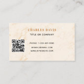 Marble gold elegant minimalist Qr code logo Visitekaartje (Achterkant)