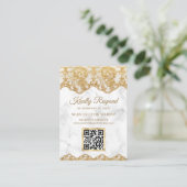 Marble Gold Foil Lace QR Code RSVP Weduwwebsite Informatiekaartje (Staand voorkant)