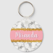 Marble Gold Glitter Aangepaste naam Sleutelhanger (Achterkant)